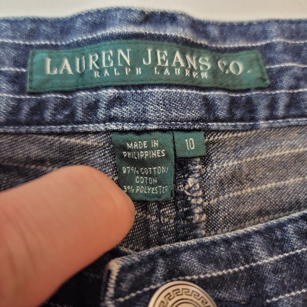 Lauren Jeans Co. Womens Size 10 Blue Striped Wide Legged Jeans Y2K - Picture 9 of 9